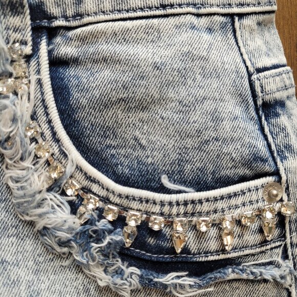 AKIRA 'WHOLE LOTTA MONEY' RHINESTONE ENCRUSTED DENIM SHORT (SOLD OUT) - NWT - Picture 6 of 6